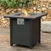 COSIEST Outdoor Propane Metal Fire Table Square Black Brown Fire Pit