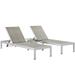 Modern Contemporary Urban Design Outdoor Patio Balcony Three PCS Chaise Lounge Chair Set Grey Gray Aluminum