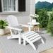 WestinTrends Malibu Outdoor Lounge Chair 2-Pieces Adirondack Chair Set with Ottoman All Weather Poly Lumber Patio Lawn Folding Chairs for Outside Pool Garden Backyard Beach White