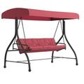 Flash Furniture 3-Seat Outdoor Steel Converting Patio Swing Canopy Hammock with Cushions / Outdoor Swing Bed (Maroon)