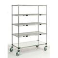 24 Deep x 36 Wide x 92 High 1200 lb Capacity Mobile Unit with 4 Wire Shelves and 1 Solid Shelf