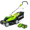 Greenworks 40V 14-inch Cordless Walk-Behind Lawn Mower with 4.0 Ah Battery and Charger 2508202AZ