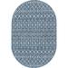 Unique Loom Tribal Trellis Indoor/Outdoor Trellis Rug Blue/Ivory 5 1 x 8 Oval Geometric Tribal Perfect For Patio Deck Garage Entryway