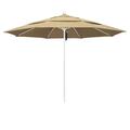 Belen Kox 11 Venture Series Patio Umbrella With Matted White Aluminum Pole Fiberglass Ribs Pulley Lift With Pacifica Beige Fabric