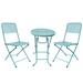 KGOPK 3-Piece Patio Bistro Set Metal Folding Outdoor Patio Furniture Sets Stainless Steel Patio Conversation Set with Folding Patio Round Table and Chairs for Yard Garden or Balcony Blue