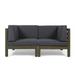 Cascada Outdoor Acacia Wood Loveseat with Cushions Gray and Dark Gray