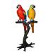 Two Large Parrots on a tree - Bronze Statue - Size: 43 L x 28 W x 67 H.