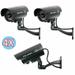 BASSTOP Dummy Security Camera Fake CCTV Surveillance System with Realistic Red Flashing Lights and Warning Sticker for Indoor Outdoor (4 Black)