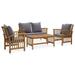 Andoer 4 Piece Garden Set with Cushions Solid Acacia Wood