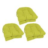 Blazing Needles 16 in. Spun Polyester Solid Outdoor U-Shaped Tufted Chair Cushions Lime - Set of 6
