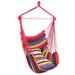 Hammock Chair Hanging Cotton Canvas Hammock Chair Porch Swing with Two Pillows(Rainbow)