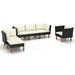 walmeck 6 Piece Patio Set Poly Rattan and Eucalyptus Wood Black