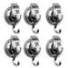 6Pack Suction Cup Hooks Heavy Duty Powerful Hooks Vacuum Suction Shower Hooks Reusable Without Punching Waterproof Wall Bathroom Kitchen Restroom - Silver