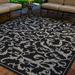 SAFAVIEH Courtyard Kevin Floral Indoor/Outdoor Area Rug 6 7 x 9 6 Black/Sand