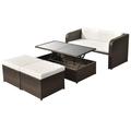 vidaXL 4 Piece Garden Lounge Set with Cushions Poly Rattan Brown 42480