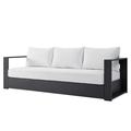 Lounge Sofa White Aluminum Metal Fabric Modern Contemporary Outdoor Patio Balcony Cafe Bistro Garden Furniture Hotel Hospitality