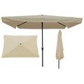 6.5x10ft Rectangular Patio Umbrella Outdoor Market Table Umbrellas Waterproof Umbrella with Crank and Push Button Tilt for Terrace Backyard Garden Courtyard Swimming Pool Lawn Tan