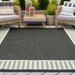 4x6 Water Resistant Indoor Outdoor Rugs for Patios Front Door Entry Entryway Deck Porch Balcony | Outside Area Rug for Patio | Black Striped Border | Size: 4 x 5 3