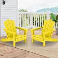 2 Pieces Outdoor Patio Plastic Folding Adirondack Chair Set Yellow