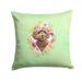 Chocolate Cockapoo Green Flowers Fabric Decorative Pillow