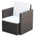 Anself Patio Chair with Cushion Brown Poly Rattan Garden Sofa Chair Steel Frame for Garden Backyard Poolside Outdoor 25.6 x 25.6 x 28.7 Inches (W x D x H)