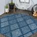 Salines Diamond Trellis Navy 5 Round Indoor/Outdoor Area Rug