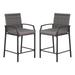 Outdoor Wicker Bar Stools 2 Piece Patio All-weather Rattan Counter Height Chairs with Cushions Armrest and Footrest Outdoor/Indoor Use
