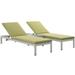 Pemberly Row 3-Piece Modern Aluminum Patio Chaise Lounge Set in Green