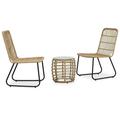 Andoer 3 Piece Bistro Set Poly Rattan Oak