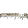 Modern Contemporary Urban Design Outdoor Patio Balcony Six PCS Sectional Sofa Set Beige Aluminum