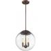 Nuvo Lighting 60/6741 Ariel 3 Light 13 Wide Pendant - Antique Copper / Clear Seeded