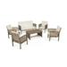 Parry Outdoor 6-Seater Acacia Wood Chat Set Gray Finish and Cream