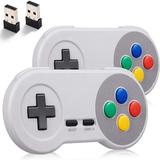 Miadore 2 Pack Wireless SNES USB Controller for PC 2.4GHz Rechargeable Classic USB SNES Gama pad with Receiver for Windows PC MAC Linux Genesis Raspberry Pi