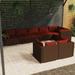 vidaXL 8 Piece Patio Lounge Set with Cushions Brown Poly Rattan