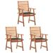 Anself 3 Piece Garden Chairs with Taupe Cushion Aacia Wood Outdoor Dining Chair Wooden Garden Dining Chair for Patio Backyard Poolside Outdoor 22in x 24.4in x 36.2in