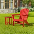 Westin Outdoor with Side Table HDPE Plastic Adirondack Chair - Red (Set of 2)