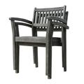 [ US IN STOCK] Dining Table Renaissance Outdoor Patio Hand-scraped Wood Stacking Armchair (Set of 2)