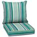 Arden Selections Outdoor Deep Seat Cushion Set 24 x 24 Water Repellant Fade Resistant Deep Seat Bottom and Back Cushion for Chair Sofa and Couch Teal Cobalt Stripe