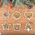 Farfi Christmas Decor Wooden Hollow Double-Layer Penta Star Series Hanging Pendant