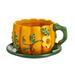 Oversized Fall Teacup Planter with Saucer - Pumpkin
