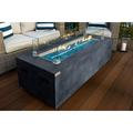 60 Rectangular Concrete Smokeless Fire Pit for Patio Table with Glass Guard and Crystals in Gray (Caribbean Blue)