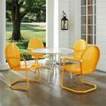 5 Piece Griffith Metal Outdoor Dining Set with Tangerine Chairs & White Table