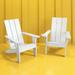 WINSOON All Weather HIPS Adirondack Chair with Cup Holder set of 2 Outdoor Patio Chairs White Finish