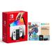 2021 New Nintendo Switch OLED Model White Joy Con 64GB Console Improved HD Screen & LAN-Port Dock with Pokemon Sword And Mytrix Accessories