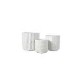 Urban Trends Collection Ceramic Round Pot with Wide Mouth and Debossed Barrette Design Body Set of 3