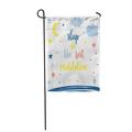 KDAGR Blue Abstract Lettering on White Quote and Doodle Holiday Book Party Workshop Yellow Garden Flag Decorative Flag House Banner 28x40 inch