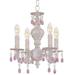 5024-AW-RO-MWP-Crystorama Lighting-Sutton Collection - Four Light Mini-Chandelier-Rose Crystal Color-Majestic Wood Polished Crystal Type-Antique White