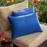 Set of 2 Sunbrella Canvas True Blue Outdoor Lumbar Pillow 20