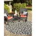 Unique Loom Leopard Indoor/Outdoor Safari Rug Light Gray/Gray 7 10 Round Animal Print Contemporary Perfect For Patio Deck Garage Entryway