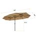 New for Garden! Outdoor Garden Parasol Beach Shade Umbrella 15x9ft Large Double-Sided Rectangular Outdoor Twin Patio Market Umbrella w/Crank- taupe Patio Sunshade Umbrella for Patio